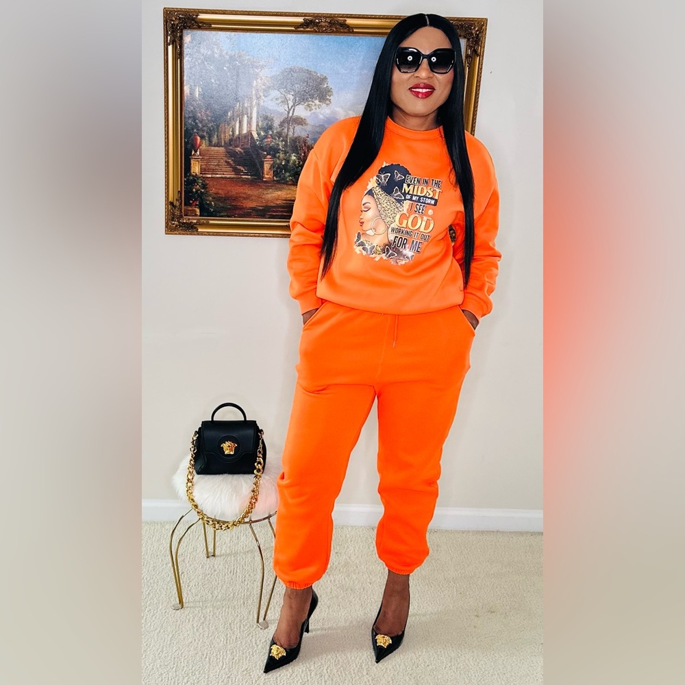 Motivational Joggers Set orange. NWT. SzL. Look and feel cute in this set🙏🏽❤️